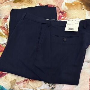 Paul Fredrick Men's Navy Flat-Front Dress Pants